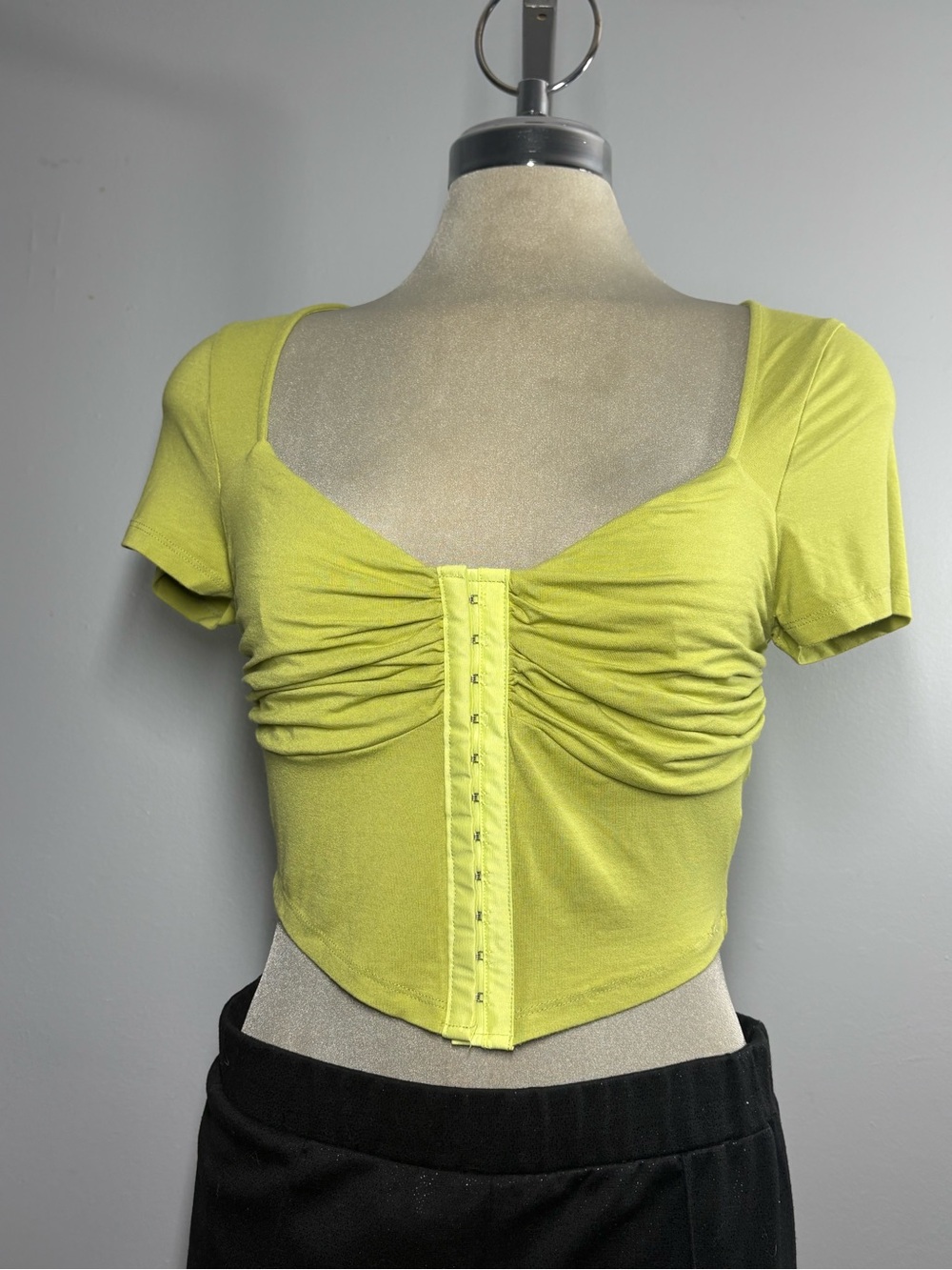 Forever 21 Lime Ruched Hook-and-Eye Crop Top
